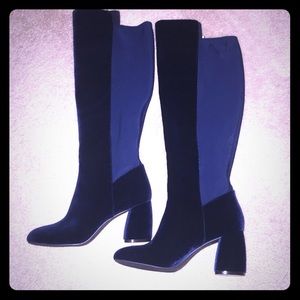 Nine West Navy Velvet Knee Boot